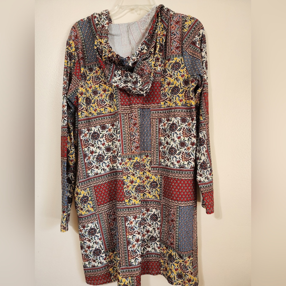 Multicolor Patchwork Hoodie Dress - image 4